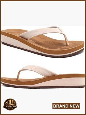 Womens Platform Flip Flops with Arch Support Wedge Sandals Yoga Mat Sole Beach